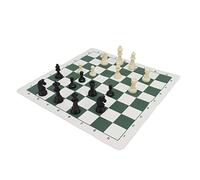 Drfeify Chess Pieces Set Plastic International Chess Set with PU Imitation Leather Board 32 Pieces Non Slip Bases Storage Bag for Family Travel Camping