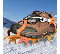 Drfeify Crampons Ice Grips with 14 Teeth 7075 Aluminum Alloy and TPU Shoe Grip Spike Adjustable for Size 36 to 46 Boots Snow Hiking Glacier Travel Climbing ((size 43.5 orange))