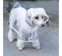 Drfeify Dog Raincoat, Transparent PVC Material, Adjustable Double-Breasted Design, Full-Coverage for Small Medium Dogs, Perfect for Rainy Day Walks (White #76)