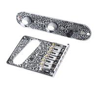 Drfeify Engraved Electric Guitar Bridge Control Plate Kit, Zinc Alloy Volume Tone Control Plate Set with Precise Adjustment and Ornate Design, for Guitar Bridge Replacement and Upgrade (Silver)