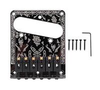 Drfeify Fixed Electric Guitar Bridge, Zinc Alloy Saddle Brass Baseplate 6 String Hardtail Bridge Electric Guitar Replacement Parts