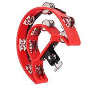 Drfeify Hand Tambourine with Double Row Metal Jingles, 8.7 Inch Plastic | Stainless Steel Bells, Sound, Lockable Bracket for Hi-hat Stand, Durable Polymer Edge, Music Education Use