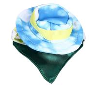 Drfeify Lizard Hat, Adjustable Canvas Cowboy Hat and Bandana for Bearded Dragons and Small Pets, Perfect for Halloween and Pet Parties (Blue)