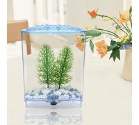 Drfeify Mini Aquarium, Acrylic Breeding Box with Air Circulation and Dirt Isolation, Ideal for Fry and Sick Fish Observation, 20x9x14.5cm for Home and Office Use (Single Grid)