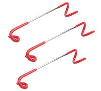 Drfeify Outdoor Camping Multi-Function S-Shaped Hook Holder for Lantern Lamp Light, Strong Stainless Steel Red S-Hook Hanger for Tent Poles Backpacks, 3Pcs