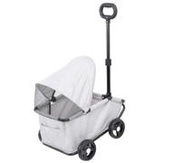 Drfeify Outdoor Pet Stroller, 3 Step Fold Design, Canopy, Versatile Use, 4 Wheels, for Cats Dogs Groceries Shopping Gear (Grey)
