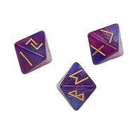 Drfeify Polyhedral Dice Set, 3Pcs Rune Dice Set 8 Sided Star Sky Mysterious Brightly Colored Learning Prediction for Adults (Black Gold (Purple Blue)