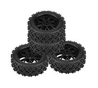 Drfeify RC Parts & Accessories 4 Pcs Toy Tire for 1/10 Car, High-Grip Ability Rubber with Plastic Hub, Black