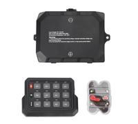 Drfeify RGB 12 Gang Switch Panel, Aluminum Plastic LED Relay Control Box 12V 24V IP65 80A Wireless Remote Memory Backlight for Truck Marine SUV ATV UTV Boat