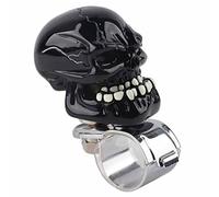 Drfeify Skull Steering Wheel Knob Resin and Metal Steering Wheel Spinner Knob 3cm Fixing Ring Easy Install Smooth Turning Grip for Cars Trucks Tractors Boats (Black)