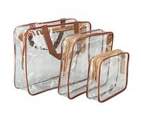 Drfeify Transparent Clear Travel Bags for The Organization, Long -Lasting Portable -up Bag for Work and Trip, 3 PVC Cosmetic (Coffee)