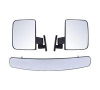Drfeify Universal Cart Rear View Mirror Kit Glass Convex Mirror with Folding Side Mirrors Rotatable Bracket Clear View for Course Driving for EZGO