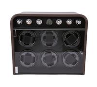 Drfeify Watch Winder, 10dB Quiet Automatic Watch Winding Box with LED Ambiance Light, for 6 Watches 5 Modes Clockwise Counterclockwise Rotation Wood Grain Fiberboard