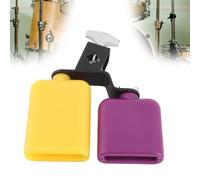 Drfeify Wooden Fish Cow Bell, Yellow and Purple Square ABS Percussion Instrument with Metal Bracket for Kids Musical Rhythm Sense