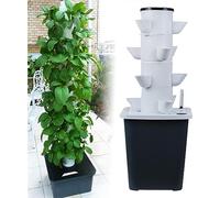 DRFGHK 30 Pods Hydroponics Tower, Garden Hydroponic Growing System for Herbs, Fruits and Vegetables, Aeroponics Kit with Hydrating Pump, Net Pots, Timer Vegetables 20holes