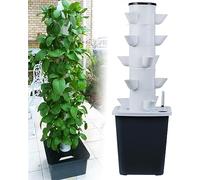 DRFGHK 30 Pods Hydroponics Tower, Garden Hydroponic Growing System for Herbs, Fruits and Vegetables, Aeroponics Kit with Hydrating Pump, Net Pots, Timer Vegetables 25holes