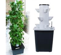 DRFGHK 30 Pods Hydroponics Tower, Garden Hydroponic Growing System for Herbs, Fruits and Vegetables, Aeroponics Kit with Hydrating Pump, Net Pots, Timer Vegetables 15holes