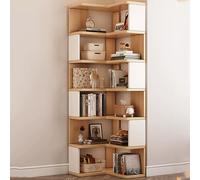 DRFGHK 5/6/7 Tier Corner Bookshelf, FreeStanding corner shelf, Open Wood display bookcase Perfect for ng Rooms, Bedrooms and Offices(Wood color,55x55x191.3cm)