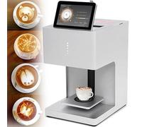 DRFGHK Coffee Printer Machine,3D Latte Art Digital WiFi Photo Selfie Upload Full Touch Screen Ope ration for DIY Decoration Maker,Cakes Desserts Beer Biscuits Bread White-EBPro