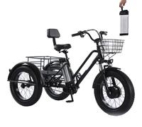 DRFGHK Electric Tricycle for Adults - Load 200Kg, Adult 3-Wheel Trike, 20'' Fat Tire Off Road Tricycles,Shopping Basket (20''x9''x12''), 48V/12Ah Removable Battery, Range 35km, Shopping, Picnic