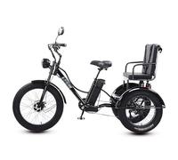 DRFGHK Electric Trike for Adult (7-Speed), 350 Lb Load Tricycle + 24" Fat Tire, 48v/18ah Removable Battery LCD Display Headlight, City and Mountain Road,Black