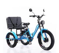 DRFGHK Electric Trike for Adult (7-Speed), 350 Lb Load Tricycle + 24" Fat Tire, 48v/18ah Removable Battery LCD Display Headlight, City and Mountain Road,Blue