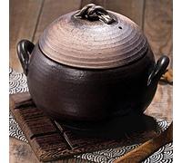 DRFGHK Heat-Resistant hot Pot Rice Round Ceramic Casserole Japanese Donabe Cooker with lid(A 4.5L)