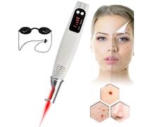 DRFGHK Picosecond Laser Pen Light Therapy Tattoo Removal Machine Blue/Red Pigment Scar Mole Freckle Dark Spot Remover, Skin Tags Remover with Glasses,Red