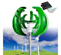 DRFGHK Wind Turbine Generator Kit, 12000W 12V/24V/48V Vertical Electricity Set, 5 Blade Horizontal Power Kit for Home, Boat, Marine, Monitoring, Street Lighting,Green-48V