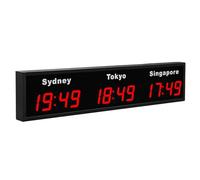 DRFGHK World Time Zones Clock, LED Digital Multiple 3/4/5 Cities Wall for Hotels/Enterprises/airports,3City-Red