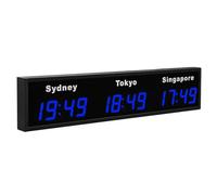 DRFGHK World Time Zones Clock, LED Digital Multiple 3/4/5 Cities Wall for Hotels/Enterprises/airports,3City-Blue