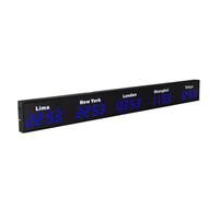 DRFGHK World Time Zones Clock, LED Digital Multiple 3/4/5 Cities Wall for Hotels/Enterprises/airports,5City-Blue