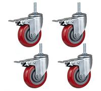 DRFGNF Heavy Duty M12 × 60 Long Thread Bolt Casters Silent PU Swivel Wheels for Furniture Trolley Workbench & Scaffolding 300 400kg Load Capacity 3'' 4'' 5'' with Brake 4 pcs
