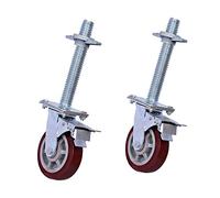 DRFGNF Heavy-Duty Polyurethane Casters - Set of 2 Robust Wheels for Construction Scaffolding, Industrial Use with Brakes, Furniture Rollers, Fixed Screw Installation