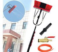 DRFGNF Water Fed Pole Kit,Window Cleaner Window Glass Solar Panel Cleaning System - 180° Rotatable Brush Head Telescopic Cleaning Brush,7.2M/24FT