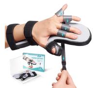 DrFinger Upgrade Resting Hand Splint Brace for Straightening Fingers with 5 Finger Support, to Keep Fingers Straight - Left (Black)