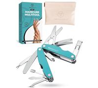 DRFRIEDELS Compact Manicure & Pedicure Set - 9-in-1 Foldable Nail Kit - Ideal for Travel, Hiking & EDC Multitool (Peacock Blue)