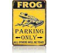 DRFYVZ Frog Metal Tin Sign Frog Parking Only Vintage Tin Sign Frog Wall Decor Vintage Frog Room Signs Funny Frog Parking Only All Others Will Be Toad Sign Frog Crossing Metal Tin Sign 12x8 inch.