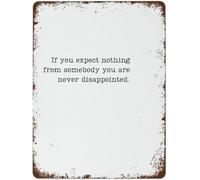 DRFYVZ Tin Sign I Expect Nothing Literary Quote Writer Inspiration Inspirational Positive Creative Retro Metal Plaque for House Cafes Office Funny Home Decor Perfect Valuable Gift 8x12 Inch.