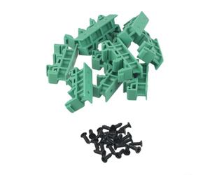 Drg-01 Pcb Din 35 Rail Adapter Mounting Bracket Set Of 5 Green Plastic Holders With Screws For Easy Circuit Board Installation On Standard Industrial Rails In Control Panels And Electrical Boxes