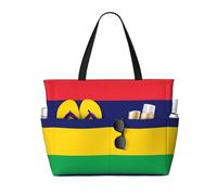 DRGFCXE Flag of Mauritius Beach Bag Waterproof Large Capacity Beach Travel Bag Large Beach Tote Bag Family Pool Vacation Travel Picnic for Women