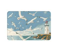 DRGFCXE seagull and the Lighthouse Outdoor Indoor Entrance Doormat Floor mat 16x24in Rubber Non-Slip Mat for Bathroom Shower Kitchen Garage Modern Decor