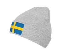 DRGFCXE Swedish Flag Winter Beanie Hats for Men Women Knit Hat Cap Warm Winter Hats Acrylic Knit Cuffed Beanie Cap Beanies Winter Warm Hats Grey