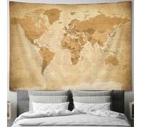 Drgilau World Map Tapestry, Map Educational Wall Tapestry Vintage Asia Europe South City Topography America Africa Wall Decor, Map of World Wall Art for Living Room Office 40X30 Inch