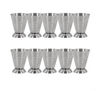 Drhomeam Stainless Steel Measuring Cup Cocktail Jigger 2.5 oz, 75 ml, 5 Tbsp Bar Mixed Drink Cocktail Tools(10PCS)