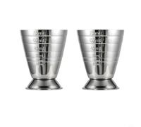 Drhomeam Stainless Steel Measuring Cup Cocktail Jigger 2.5 oz, 75 ml, 5 Tbsp Bar Mixed Drink Cocktail Tools(2PCS)