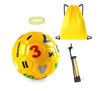 DRHYO Soft Soccer Balls Set 4pcs, Mini Kids Football size 2,With Pump and Drawstring Bag illuminated wristband, for Toddlers Girls Boys 3-12 Years, Gifts for Christmas, Easter, Birthday,Yellow