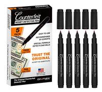 Dri Mark 5 Pack Counterfeit Bill Detector Marker Pen, Made in The USA, 3 Times More Ink, Pocket Size, Fake Money Checker - Money Loss Prevention Tester & Fraud Protection for U.S. Currency (Pack of 5)