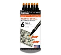 Dri Mark Counterfeit Money Detector Pen, Money Marker, White Chisel Tip Made in The USA, Fake Money Checker - Money Loss Prevention Tester & Fraud Protection for U.S. Currency CFDChisel6PK (Pack of 6)