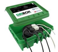 DRiBOX - Large Green IP55 Weatherproof Outdoor Electrical Connection Box 40 x 31 x 14.5cm - Power Cord Enclosure for Christmas Lights, Timers, Extension Cables, Leads, Reels, Transformers (1 Box)